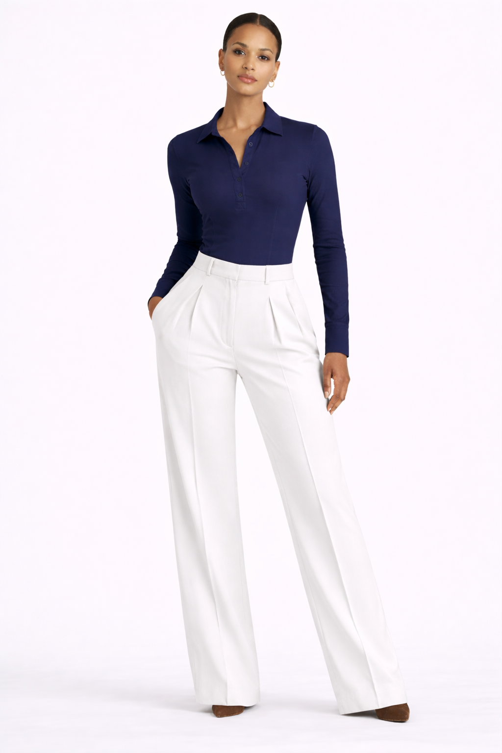 Organic Cotton High-Rise Wide Leg Trousers