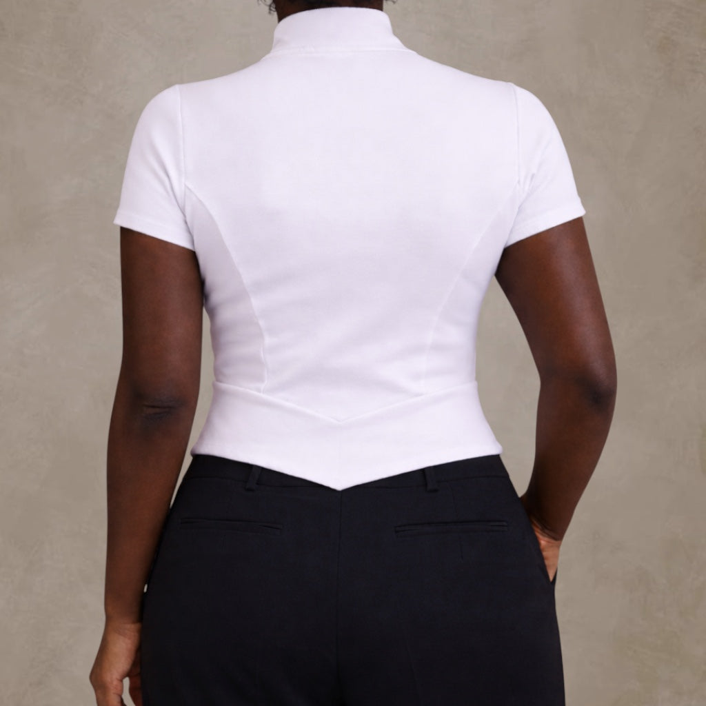 Organic Cotton Sculpted Mock-Neck Top